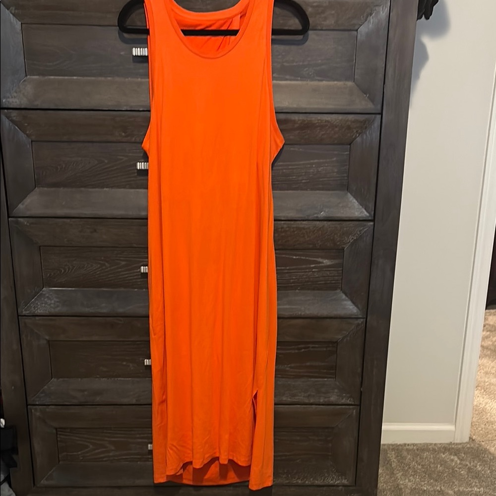 GAP Orange Sleeveless Sheath Maxi Dress